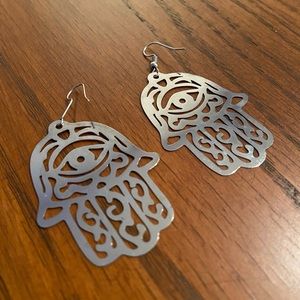 Silver Hamsa Earrings